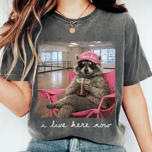 Comfort Colors I Live Here Now Raccoon Dance Mom Tshirt, Dance Mama Style Tee, Dance Tshirt, Travel Dance Tee Tournament, Dance Mom