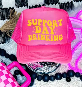 Support Day Drinking Neon Pink Trucker Hat