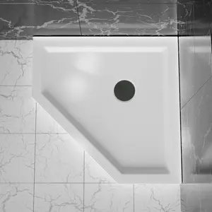 Aobtkel®Goodyo 36 in.D x 36 in.W x 3.4 in.H Corner Drain Neo-Angle Shower Base in White#Summervibes