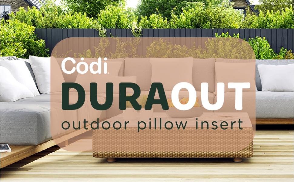 Codi Outdoor Lumbar Pillow Inserts 12x20 Set of 2, Water Resistant Throw Pillows Insert for Patio Furniture and Porch