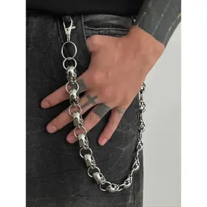Chunky Silver Skull Jeans Chain Punk Rock Wallet Chain for Men Bold Streetwear Accessory for Daily & Night Outfits MensJewelry PunkStyle Men Accessories