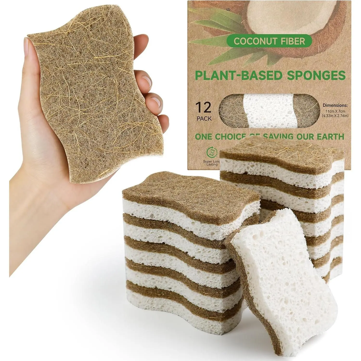 12 Pack  Cellulose Sponges for Dishes - Non-Scratch Kitchen Scrub Sponges -   &  Cleaning Sponges for Non-Stick Cookware, Bathroom & Household