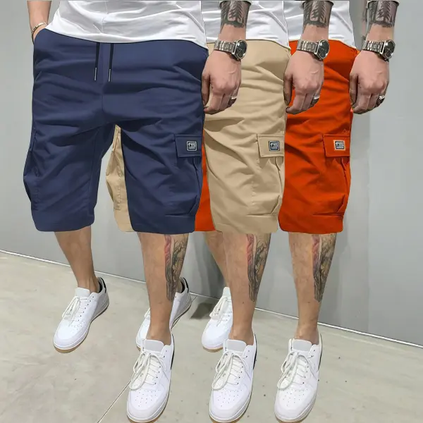 Men’s Summer Lightweight Woven Fabric 3-Pack Cargo Shorts - Loose Fit, Multiple Pockets, Back Mock Pocket, Durable, Wrinkle-Resistant - Ideal for Everyday Wear, Camping