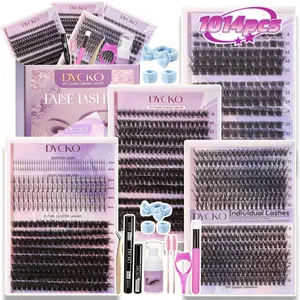DYCKO 1014pcs 3D Effect DIY Lash Extension Kit, 12-in-1 Professional Mega Set with Cleansing Mousse, Bond & Seal, Remover & Spa Accessories, Salon Quality Individual Clusters