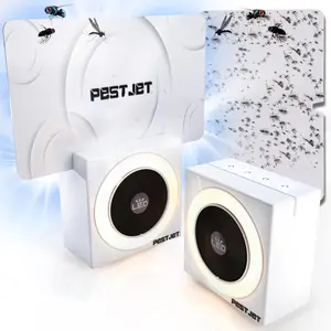 PestJet New 2025 Smart Fly Trap Indoor with Nightlight 2 Devices LED Design 4 Refills Non-Aerosol Insect Trapping Safe for Pets Touch button
