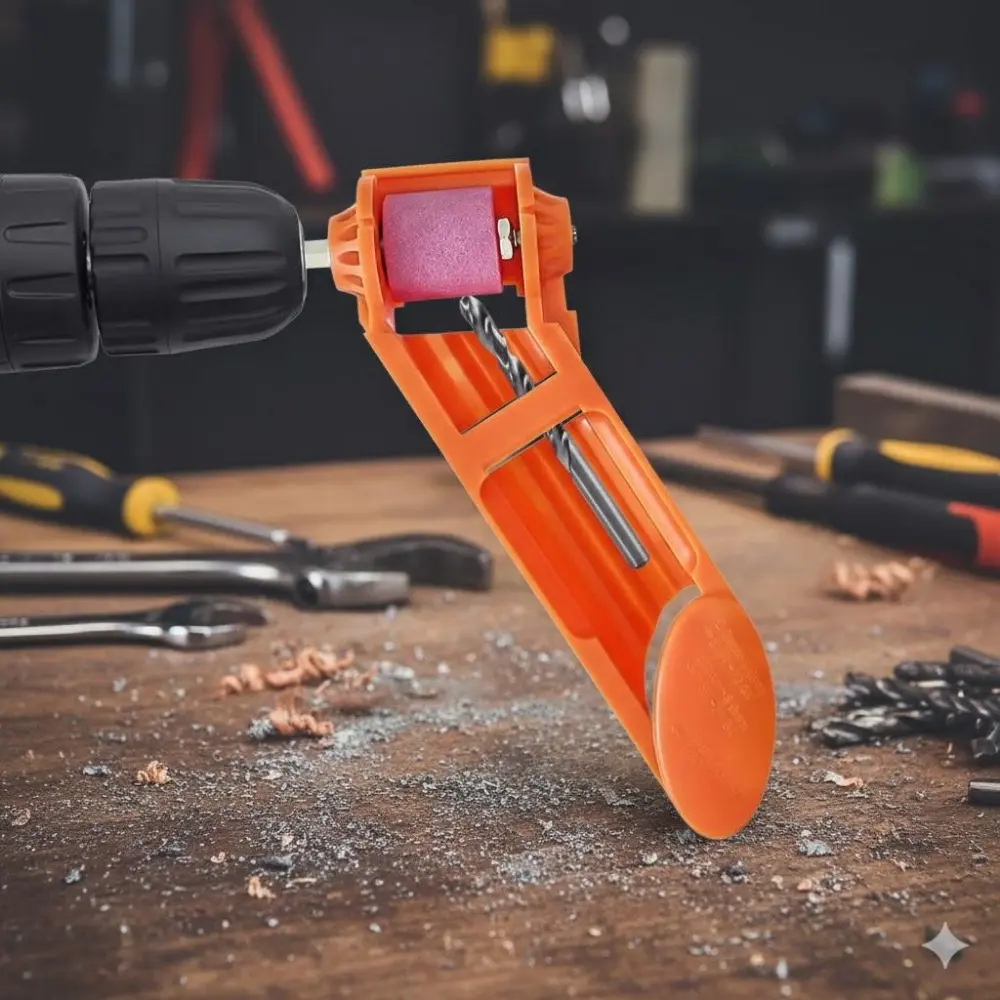 Professional Drill Bit Sharpener for Iron Twist Bits, Adjustable Angle & Width, Durable Corundum Wheel, Efficient Grinding, Non-Slip Handle, Easy Operation, Tool Maintenance Assistant, Drill Attachment
