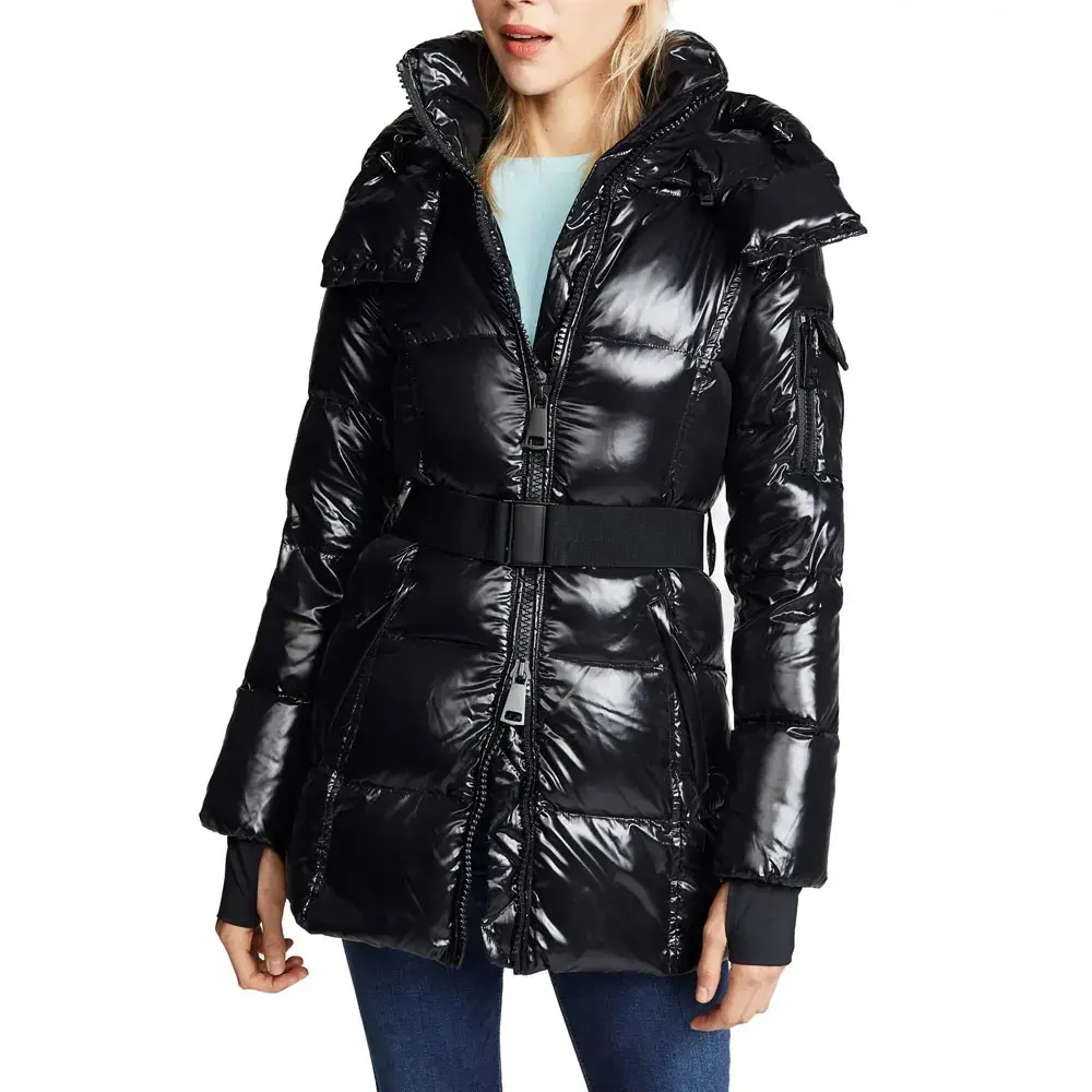 Wholesale High Quality Shiny Puffer Jacket Breathable Nylon Print Your Custom Logo Cotton Down Coat Winter Women Puffer Jacket