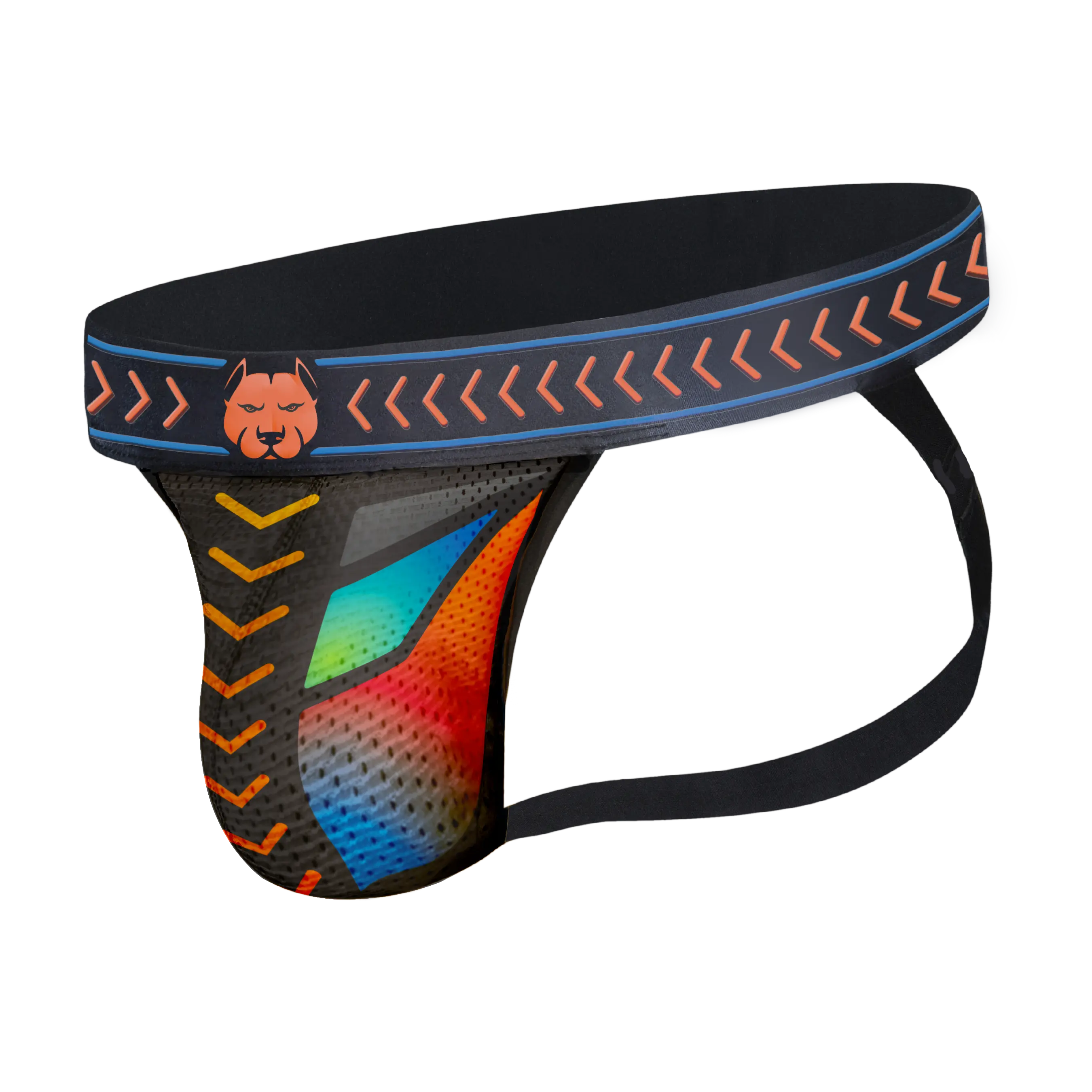 Gruff Pup Charger Jockstrap - Mesh Jock for Men - Gay Menswear - Colorful Retro Design - Comfortable & Semi-Sheer Stretchy  - Classic Masculine Socks