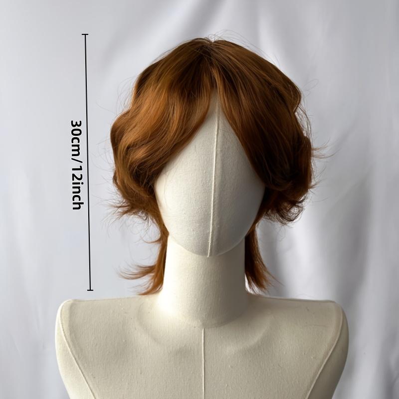 Men's Short Wig Wolf Tail Mullet Cosplay Halloween Wig with Button Net, Easy to Wear