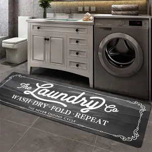 Findosom 20"x 60" Farmhouse Laundry Room Runner Rug,Non Slip Heavy Duty Rubber Backing Washable Runner Rugs for Kitchen Floor Laundry Room Bathroom Hallway Entryway Area Rugs,Dark Gray