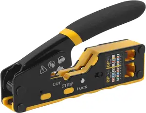 RJ45 Crimp Tool - 8P6P Ethernet Crimper for Cat5/Cat5e/Cat6/Cat6a Connectors, Network Cable Crimper with-in Cable Stripper &
