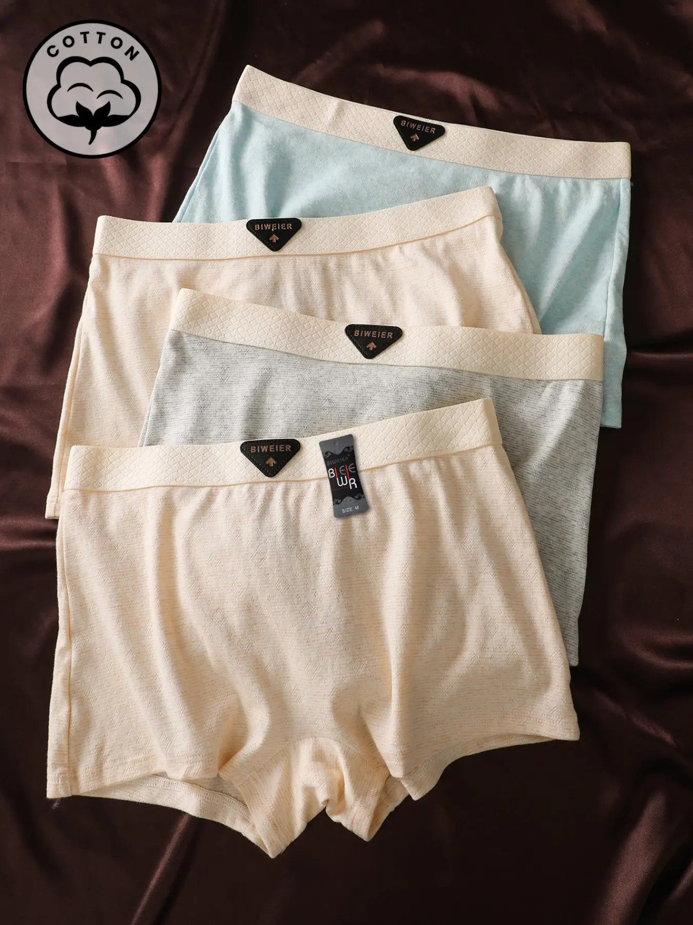 4 Pcs BIWEIER Women's Plain Cotton Boyshorts, Soft Comfortable, Lightweight Breathable, Ideal for Casual Wear and Home Use
