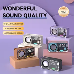 Portable Wireless Bluetooth Speaker with Deep Bass Dual Stereo Speakers LED Light TF Card Time Display for Home Car Outdoor
