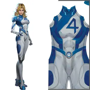 Female Rivals Susan Storm Invisible Cosplay Costumes Fantastic Four Superhero Zentai Halloween Bodysuit Adults  Party Jumpsuit