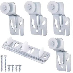 5 Pcs Sliding Closet Door Roller Kit Wardrobe Door Roller with Slide Track Closet Door Rollers Replacement for Top-Hung Sliding Door Hardware