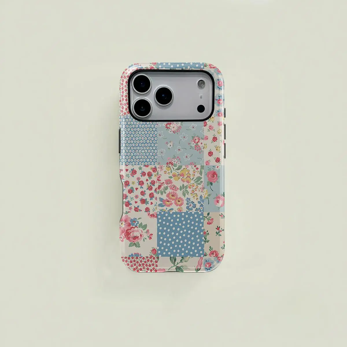 SUZIE Quilt Patchwork 2-in-1 Phone Case - Premium Vintage Cottage Style Durable Shock-Absorbing Cover with Film for iPhone 17,16,15,14,13,12,11,X,Plus,Pro,Pro Max - Local Smartphone Handheld Cellphone Devices Accessory, Stylish Birthday Gift, Casing, Acce