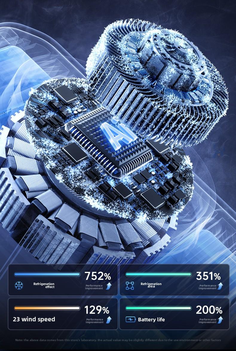 HOOYS Personal Waist Portable Rechargeable Fan, 6000mAh Battery Power bank, 5 Speeds 5300RPM Airflow, LED Light, Wearable Belt Fan for Outdoor, Jobsite, Farms, Traveling, Fishing