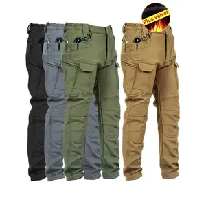 Men's Waterproof & Windproof Fleece-Lined Tactical Cargo Pants - Multiple Pockets, Loose Fit, Ideal for Hiking, Camping, and Military Activities