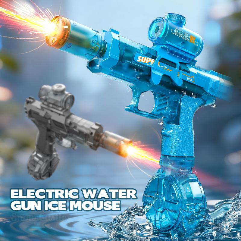 2026 Ultimate Electric Water Blaster with Glowing Flame Muzzle (Safe Orange Tip), Fully Automatic 700cc High Capacity Squirt Gun, 32FT Range, Summer Pool Toy for Kids & Adults