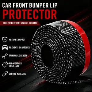 2.5M Carbon Fiber Car Bumper Lip Spoiler Kit | Flexible Rubber Front Splitter Side Skirt Protector | Anti-Scratch DIY Exterior Body Trim Guard | Universal Fit Most Cars Sedan SUV Coupe Mod