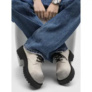 Men’s Original Design British-Style Thick-Soled Casual Shoes, Vintage Lace-Up Retro Derby Shoes, Plus-Size Business Matching Shoes for Couples