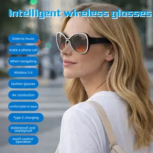 Fashionable Smart glasses BT-V5. Waterproof IP-4 level, featuring automatic noise cancellation wireless call function, music/camera control, inbuilt microphone, stereo effect speakers and  80mAh batteries