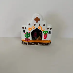 Hand-Painted Adobe Nativity • Clay Folk Art Scene Mini nacimiento