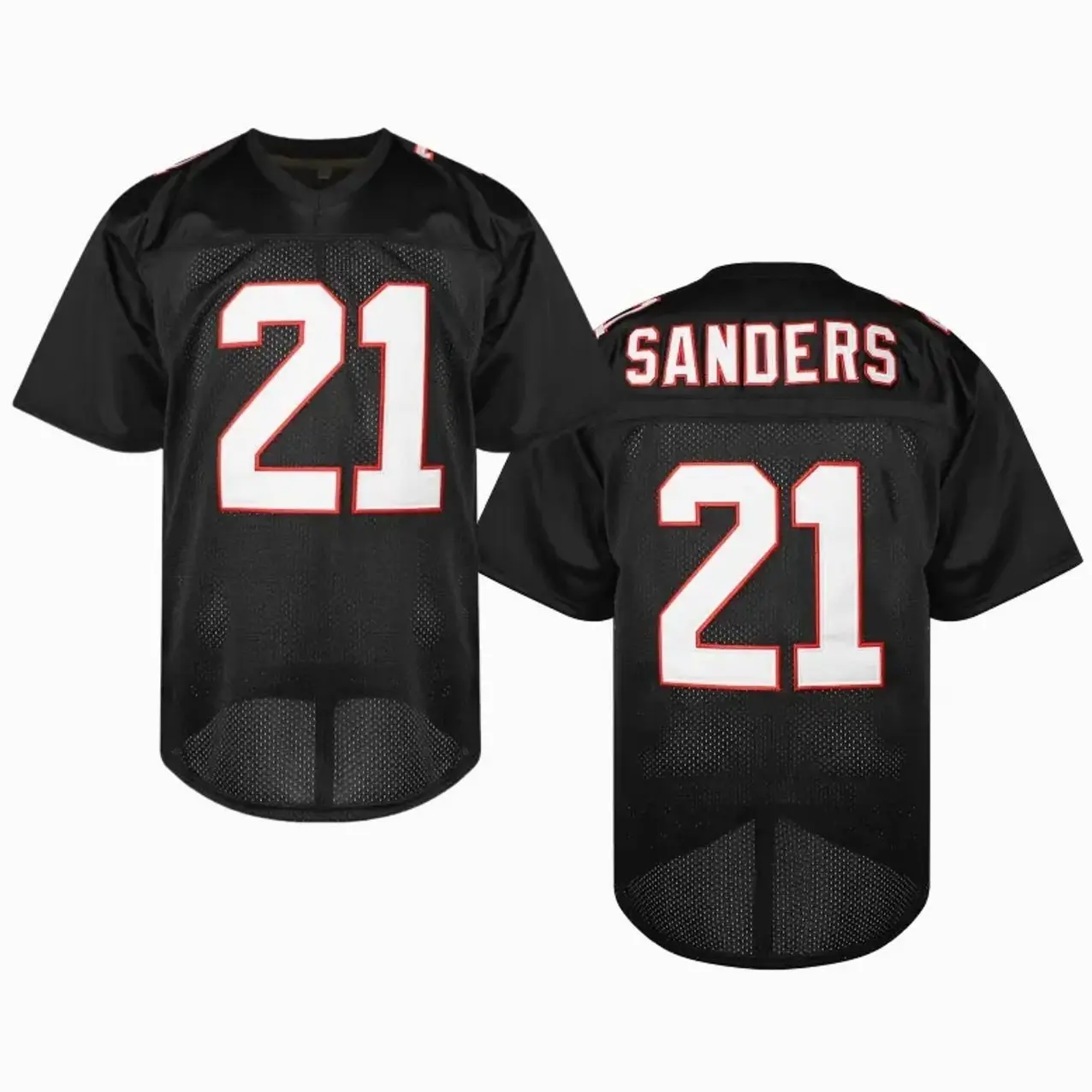 Men's Black Football jersey #21, Sanders retro jersey, V-neck, polyester, quick-drying and breathable, suitable for football enthusiasts AGJ