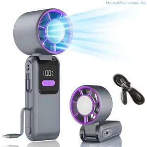 One piece of Portable Foldable ICE compress Multi-Functions Mini Fan, 9w 1-199 wind Speed Levels, Brushless Motor High-Speed Powerful Fan, Handheld Fan