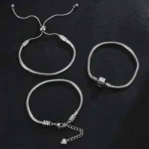 DIY Four Seasons Style Fashion Jewelry Unisex Metal Stainless Steel Waterproof Durable Non Fading Snake Bone Chain Bracelets