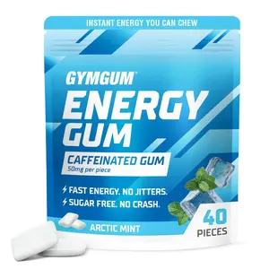 GYMGUM Energy Caffeine Gum | 50mg Caffeine | Sugar-Free, Keto-Friendly | Fast-Acting Energy & Focus Gum with Guarana & L-Theanine (40 Count, Arctic Mint)