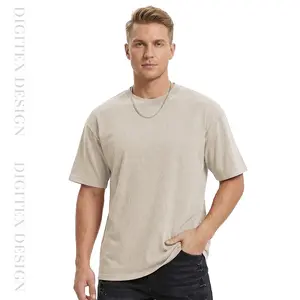 Digitex Men's Acid Washed Heavy Cotton Vintage T-Shirt Relaxed Fit Short Sleeve Casual Streetwear Crewneck Basic Tee in Apricot