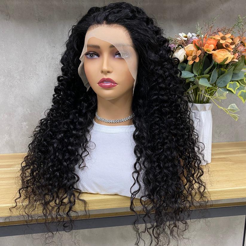 13x4 Lace Frontal Human Hair Wigs Pre Plucked Water Wave Transparent Lace Front Wig Curly Human Hair Wigs For Women 150% Density