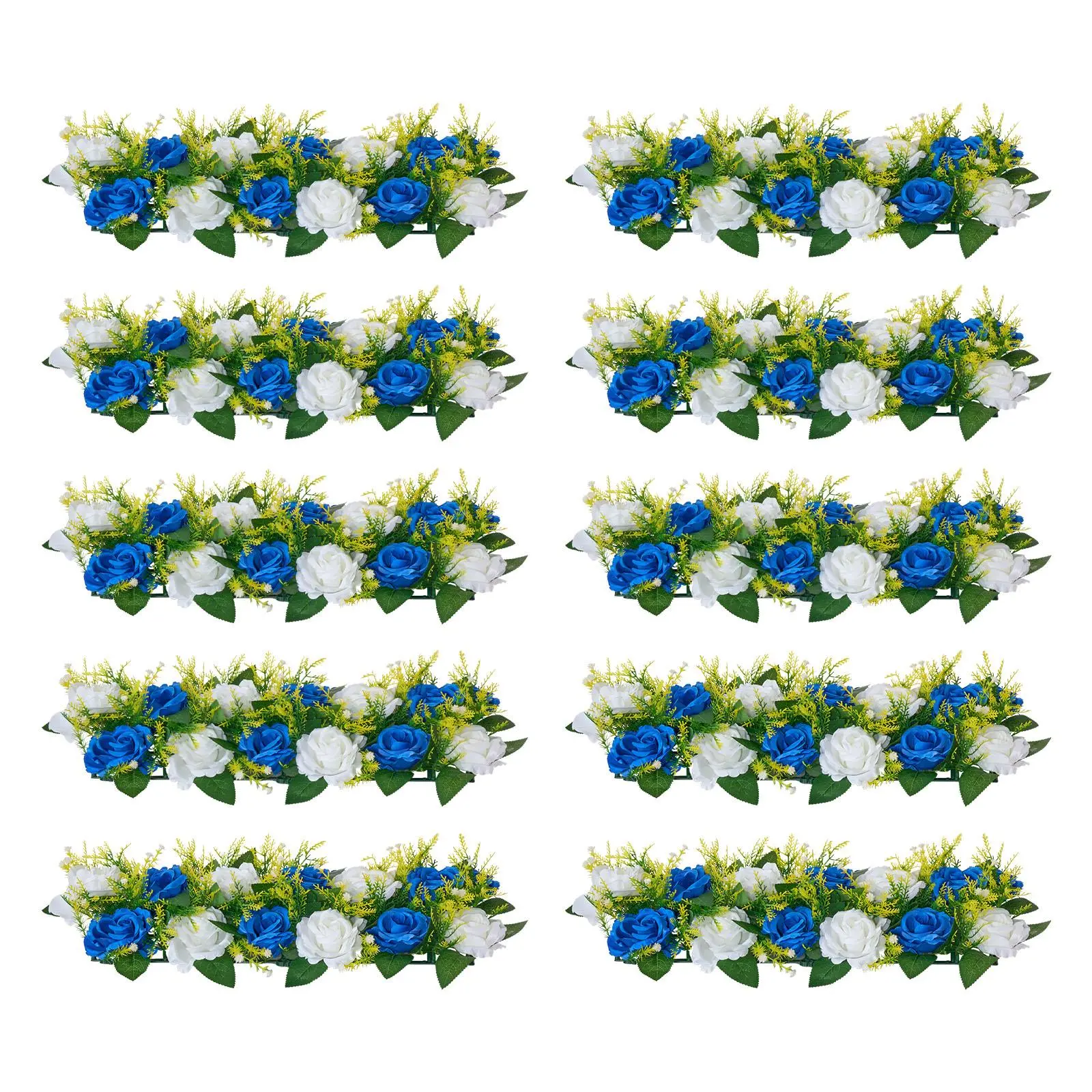 【SummerFinds】VEVOR Flower Ball Arrangement Bouquet 10 PCS, 19.6 x 8.6 Inch Artificial Flower Balls Wedding Table Centerpieces, Faux Rose Arrangements for Wedding Centerpiece Home Decoration, Blue and White Roses