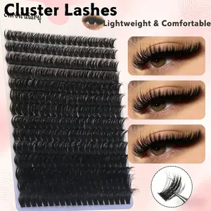 Enron Diary 80P D Curl Lash Clusters, 10-18mm Mixed Length Fluffy Volume Individual Lashes, Lightweight Comfortable Reusable DIY Eyelash Extensions for Daily & Party Makeup Volume Cluster Eyelashes