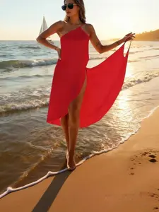 Women's Fluorescent Sexy One-Piece Beach Swimsuit Cover-Up Dress, Slim-Fitting Party Vacation Style Tank Top, All Seasons, Summer Coverup, Bikini Cover Up, Swimwear Coverups