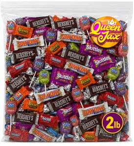 QUEEN JAX Chocolate and Candy Variety Pack 2 LB Assorted Bulk Candies Bag Individually Wrapped Snack (Candy Selection May Vary From Picture)