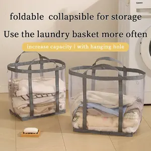 Foldable Laundry Hamper Basket with Handles Large Collapsible Clothes Bin for Bathroom, Bedroom, Toy Storage & Wall Mount