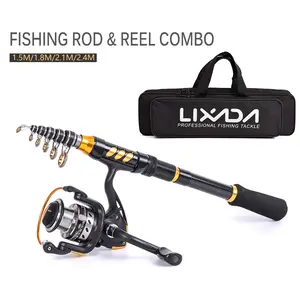 2PCS Telescopic Fishing Rod and Reel Combo Full Kit Spinning Fishing Reel Gear Organizer Pole Set with 100M Fishing Line Lures Hooks Jig Head and Fishing Carrier Bag Case Fishing Accessories