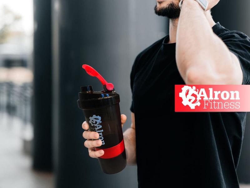 ALRON FITNESS AlronFitness Protein Shaker Bottle 500ml - Premium Gym Protein Shake Cup, Leak-Proof Flip Cap, Mixing Ball & Powder Storage, Perfect for Sports and Workout (16oz) (Red)