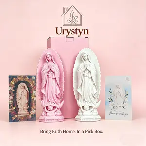 Virgin Mary Statue,Beautiful Pink Gift Box with Handwritten Card, Perfect Religious Decoration for Home Altar, Living Room Shelf, Prayer Space,For elders, wedding wishes, or friends