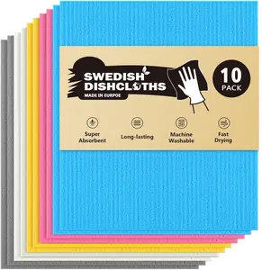 Swedish Dishcloths for Kitchen-10PK, Absorbent Sponge Dish Cloth, Dishcloths for Washing Dishes,  Paper Towels Dish Cloths, Swedish Towels for , Kitchen, Glass, 7" x 6"