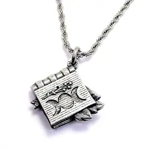 Triple Moon Goddess Book Single Charm Necklace