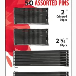 ANNIE 50 Assorted Pins - 2" Crimped 30 & 2 3/4" 20 Pins Total for Hair