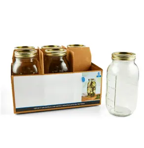 HomePreserve 64 oz Wide Mouth Mason Jars with Airtight Lids 6 Count for Canning and Preserving