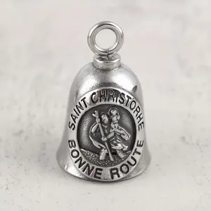 Retro religious portrait of St. Christopher Jesus clock pendant men's motorcycle bell accessories or lucky keychain Keychain Lanyard Keychain Attachment