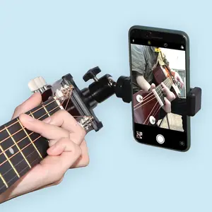 Universal Guitar Headphone Stand, 360° Rotatable Ukulele Instrument Handle, Phone Holder for Live Streaming & Video Watching