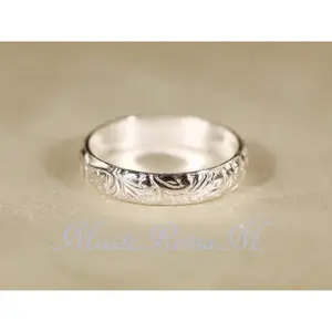 2101 MASTERETSAM 925 Sterling Silver Pattern Floral Ring, Handmade Sterling Silver Ring, Vintage Style Sterling Silver Ring for Men and Women, Handmade in the U.S ( U.S. Standard Sizes)