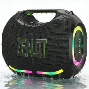 ZEALOT HiFi Bluetooth Speaker, 120W High Power Subwoofer, IPX7 Waterproof for Home/Parties, 24000mAh LongPlaytime, RGB Sync Lights, Dual Carry Ways, DSP EQ/PD Fast Charge/BT5.4, Great Gift for Friends.