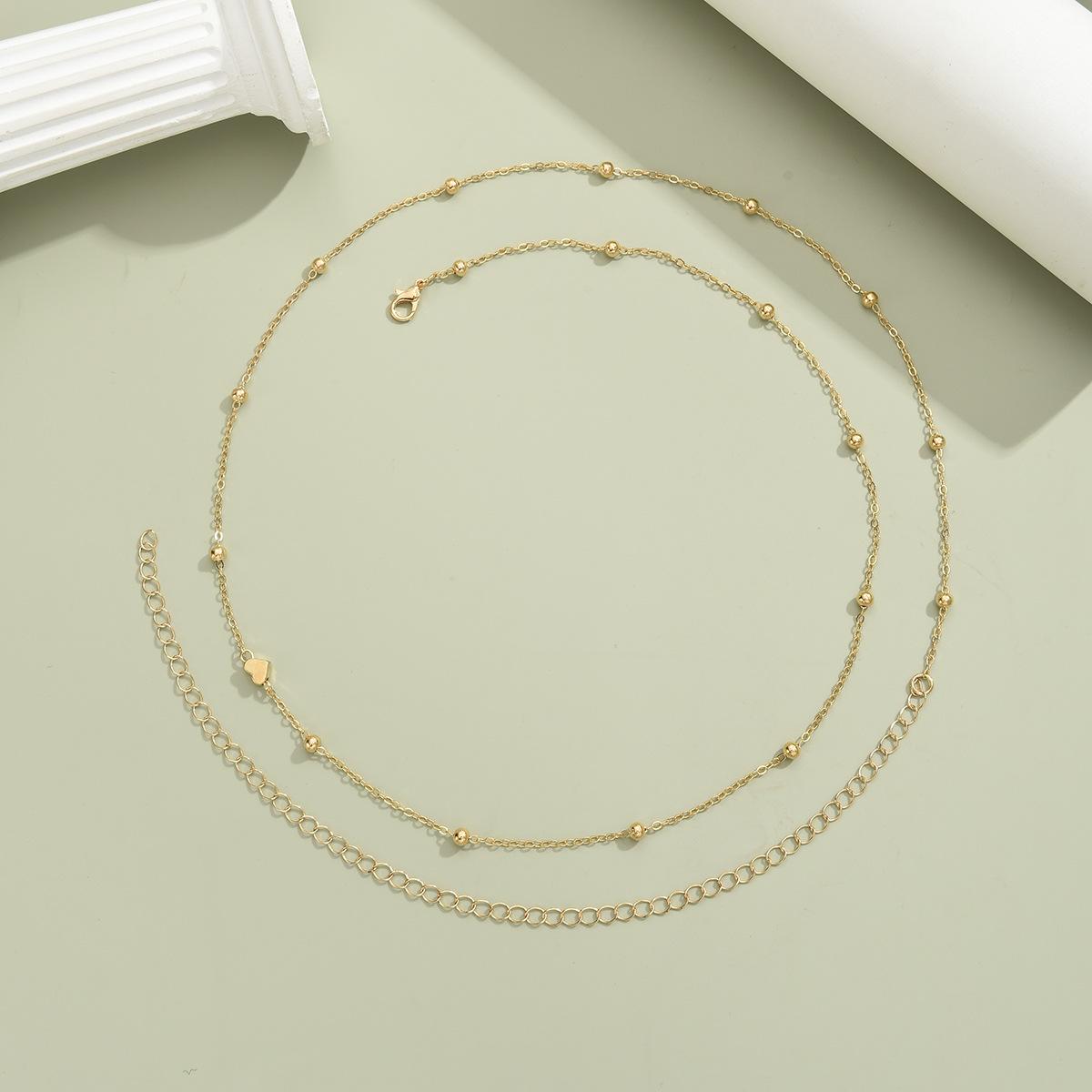 Creative And Fashionable Heart-shaped Bead Waist Chain, Golden Alloy Waist Chain For Women, Summer Accessory.